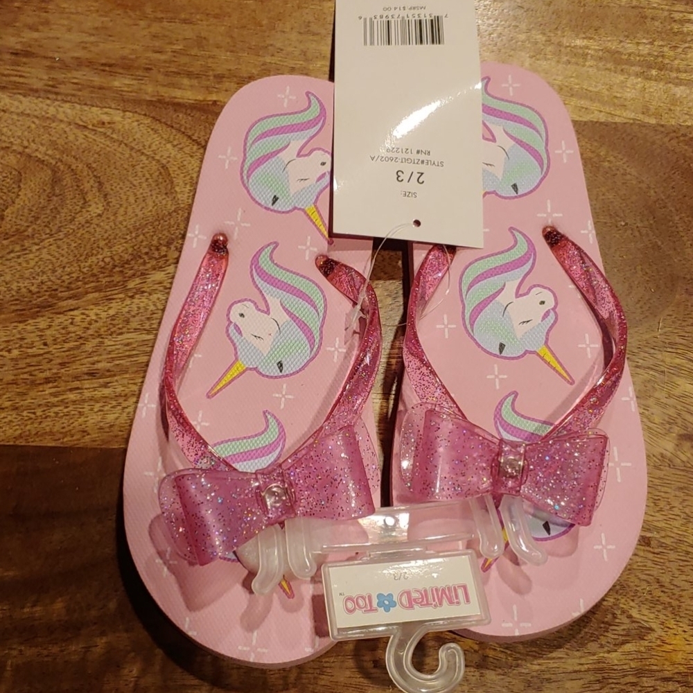 NWT 2 for $15 Limited Bow Strap Unicorn Flip Flops